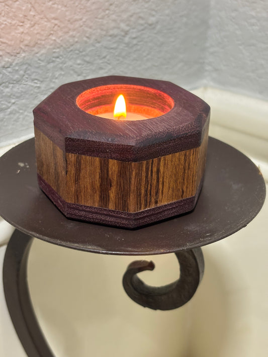 Handcrafted Hubabali & Purpleheart Tea Light Holder